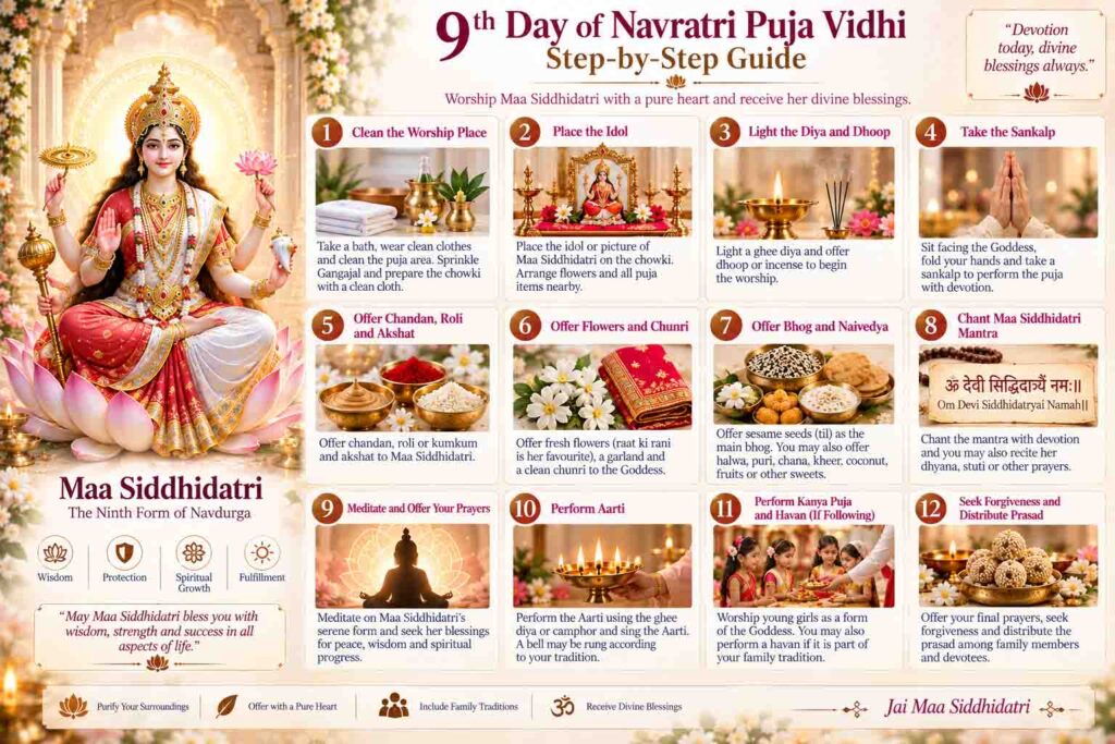 9th Day of Navratri Puja Vidhi Step-by-Step Details: Know How to Worship Deity Siddhidatri on Day 9