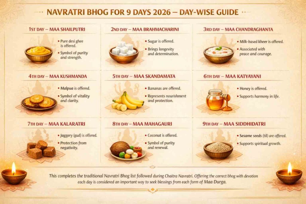 Navratri Bhog for 9 Days 2026 List Day wise Guide