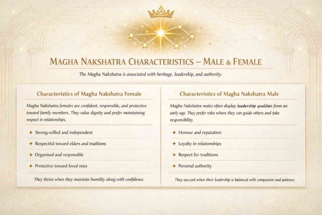 Male and Female Characteristics of Magha Nakshatra
