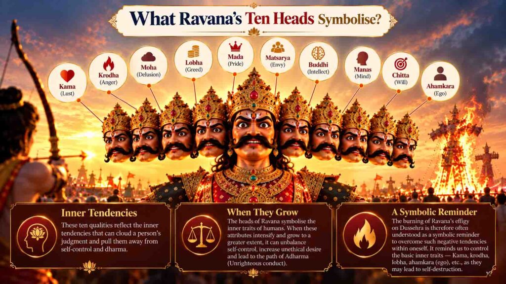 ravana's each head symbolise in this infographic