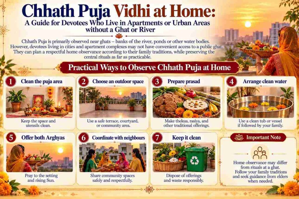 Chhath Puja Vidhi at home with practical steps for devotees in apartments and urban areas