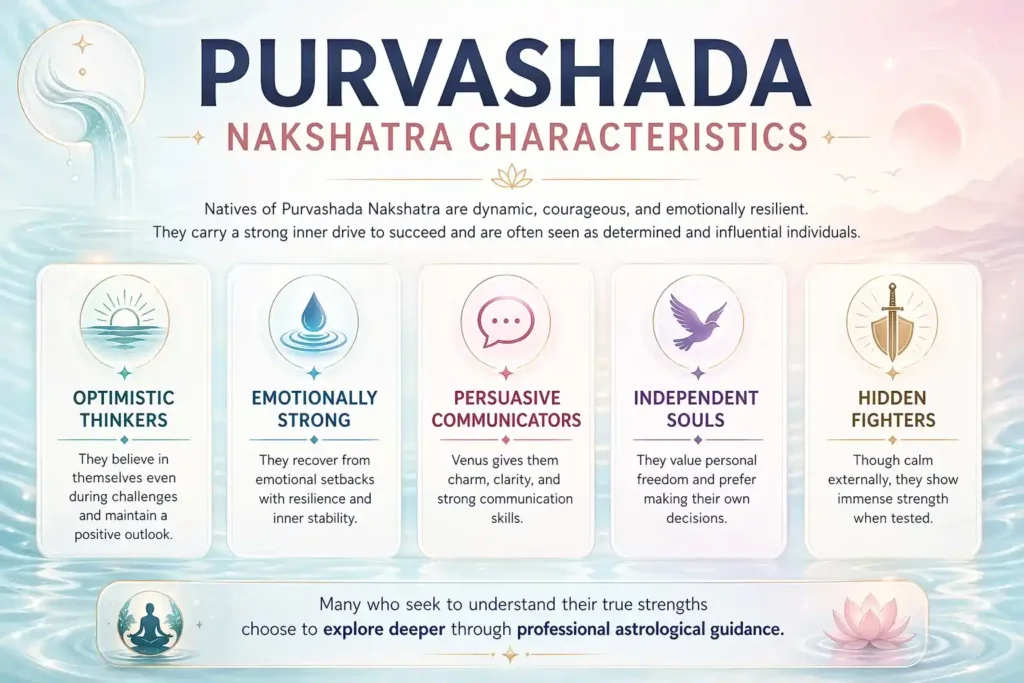 5 characteristics of purvashada nakshatra explained in steps with the help of infographic