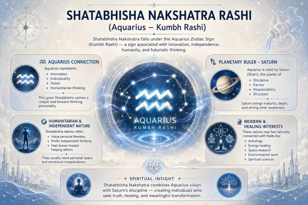 shatabhisha falls under the aquarius zodiac sign explain by the infographic