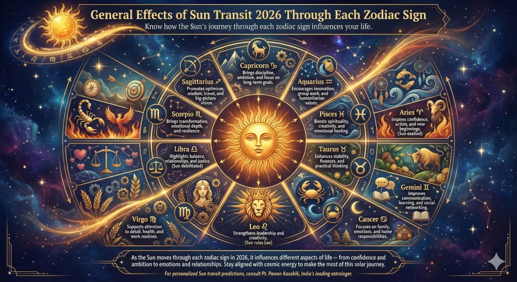 Effects of Sun Transit 2026 Through Each Zodiac Sign