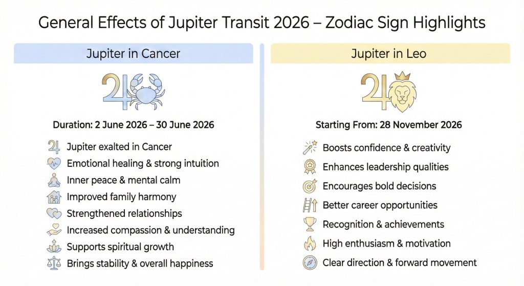 Effects of Jupiter Transit 2026 Through Zodiac Signs