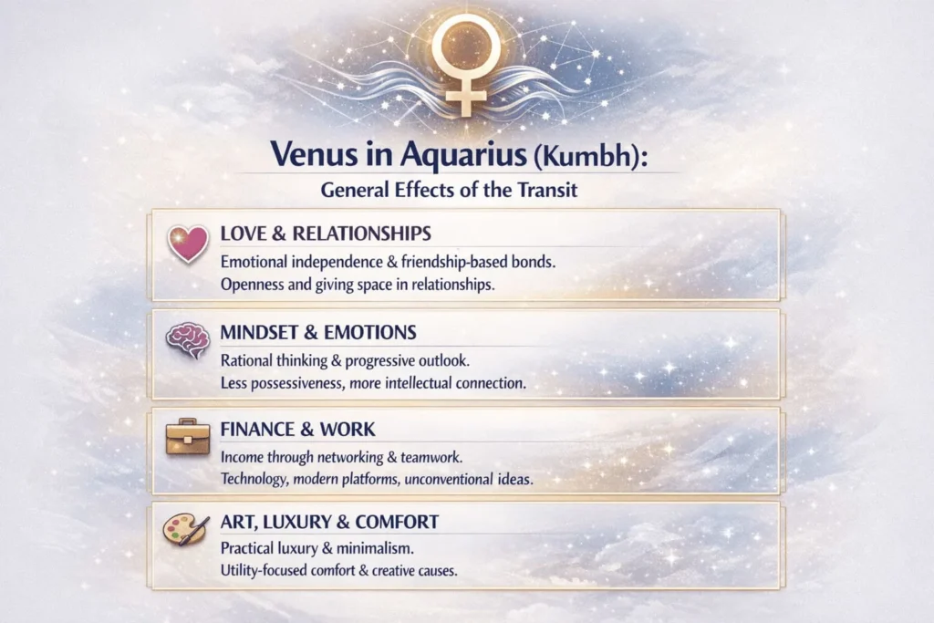 Venus in Aquarius Kumbh General Effects of the Transit