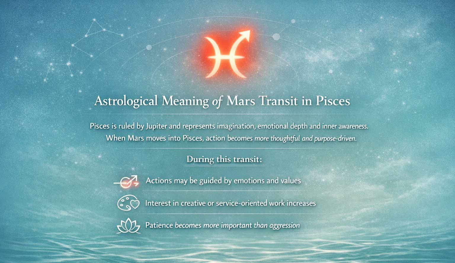 Mars in Pisces astrological interpretation with birth chart wheel graphic