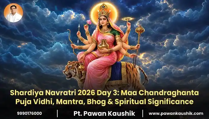 Navratri 2026 date of Day 3 Maa Chandraghanta Puja Vidhi Mantra Bhog and Spiritual Significance