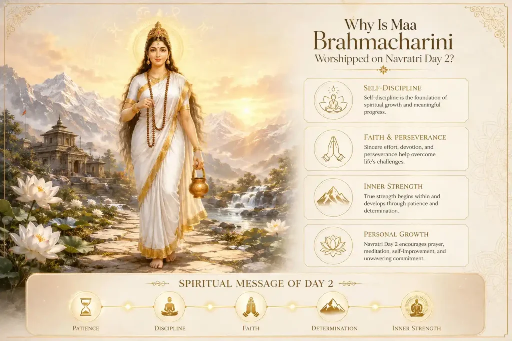 why is maa brahmacharini worshipped on navratri day 2 explained in this infographic