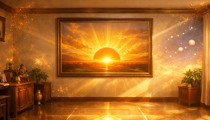 उदय होते हुए सूर्य की पेंटिंग