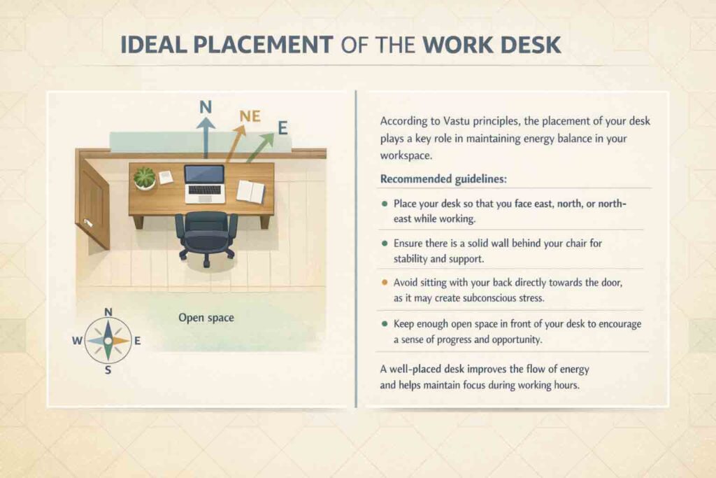 Ideal Placement of the Work Desk as per vastu