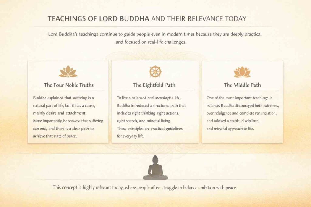 Understand the Teachings of Lord Buddha and Their Relevance Today with the help of infographic