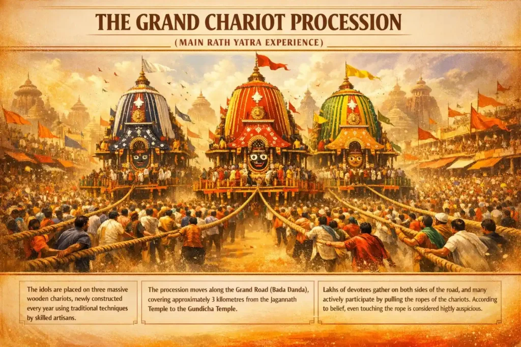 The Grand Chariot Procession (Main Rath Yatra Experience) Know The Jagannath Rath Yatra Grand Chariot Procession Rath Yatra Experience with the help of image