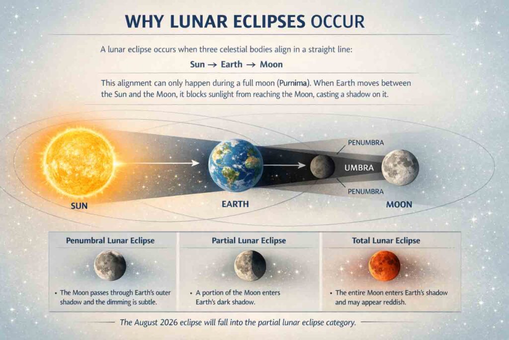 Explanation of Why Lunar Eclipses Occur through infographic