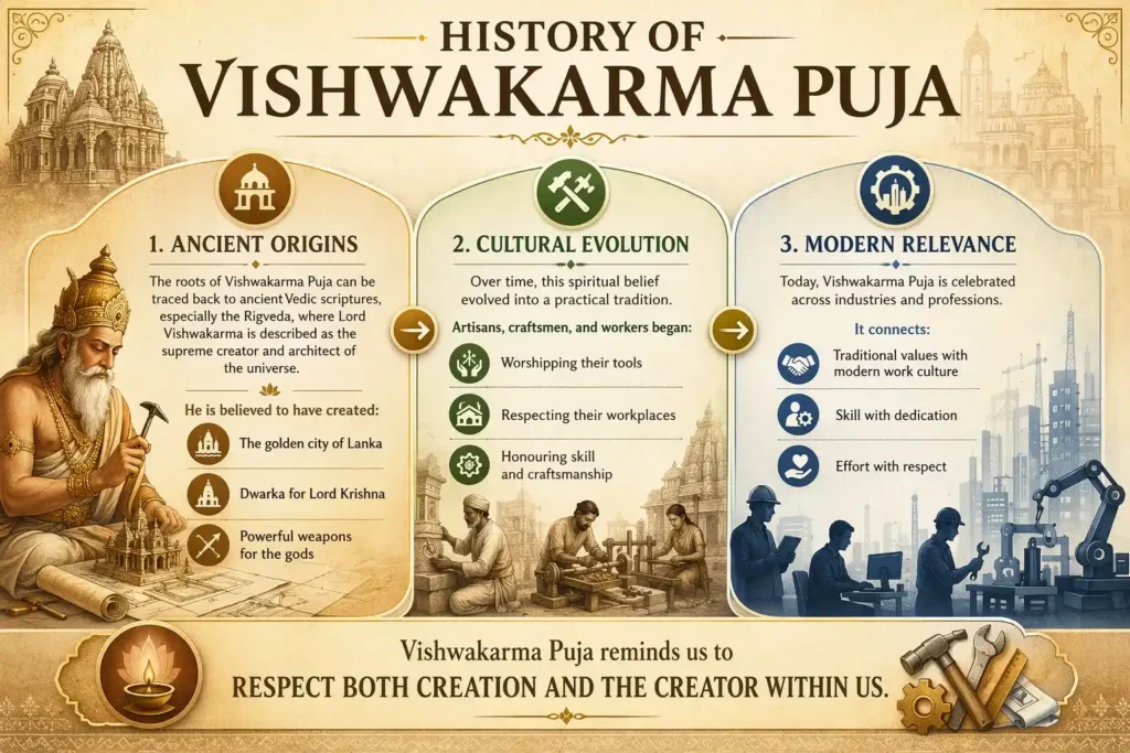 explained history of vishwakarma puja in infographic
