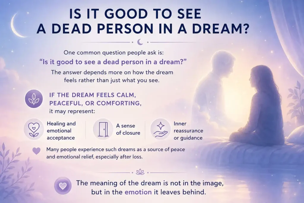 is it Good to See dead person in dream explained in few points with the help of infographic