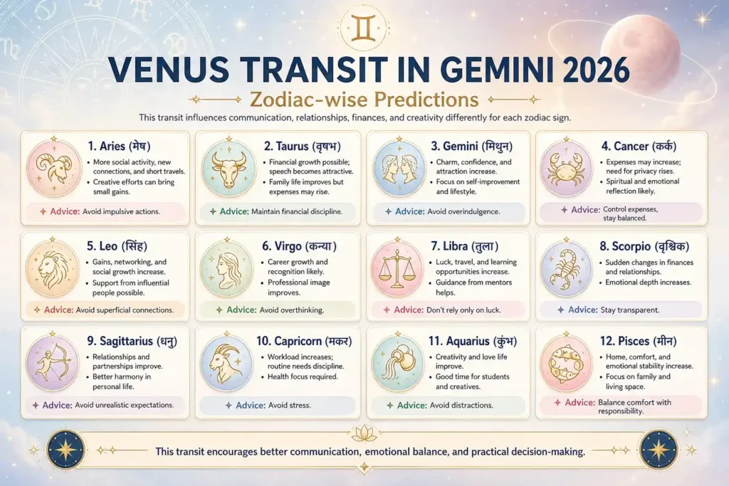 venus transit in gemini zodiac wise prediction explained by the infographic