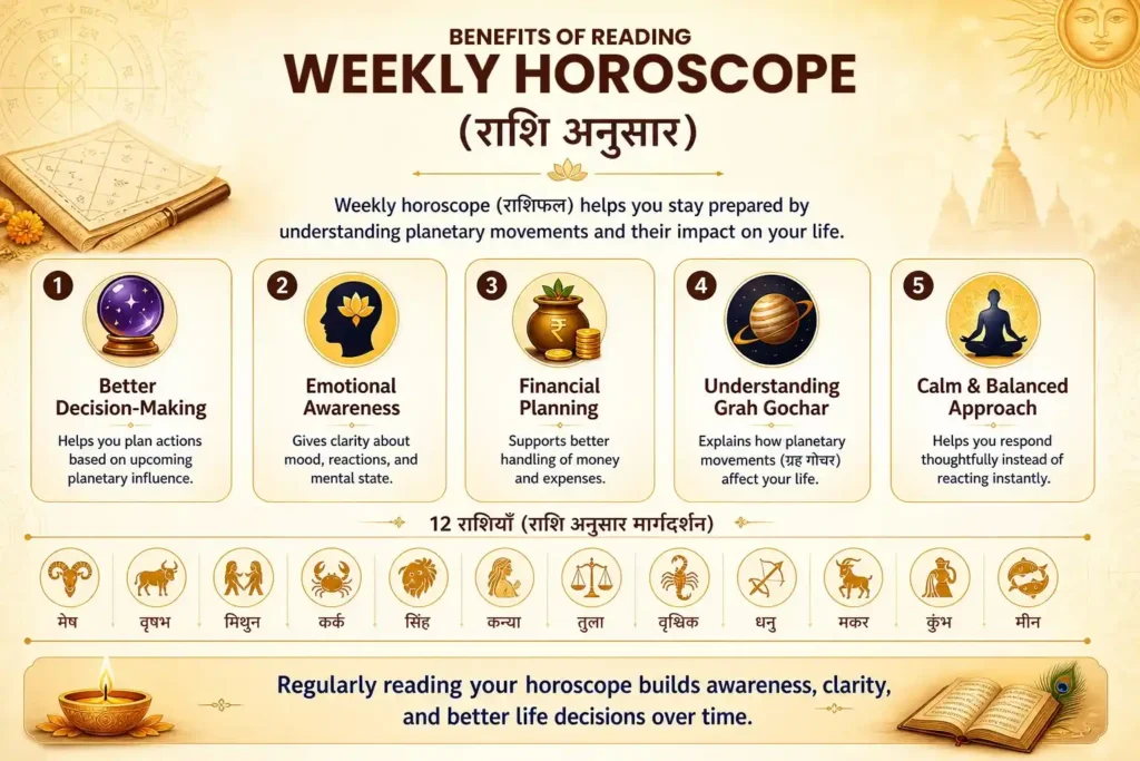 benefits of reading weekly horoscope explained in infographic
