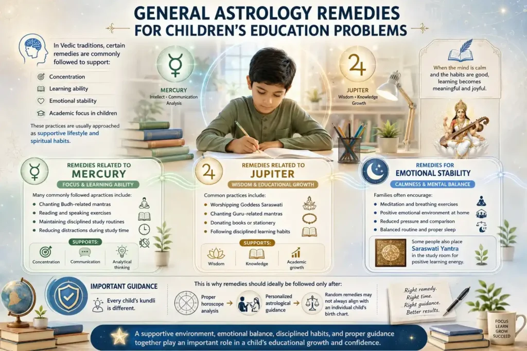 general astrology remedies commonly followed for childrens education problems