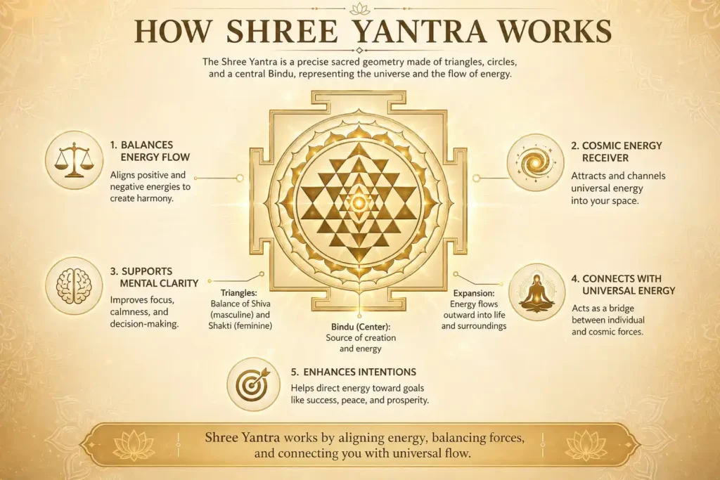 how shree yantra works explained in few points with the help of infographic
