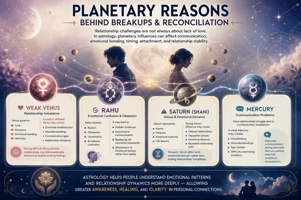 Planetary Reasons Behind Breakups and Reconciliation explain by the infographic