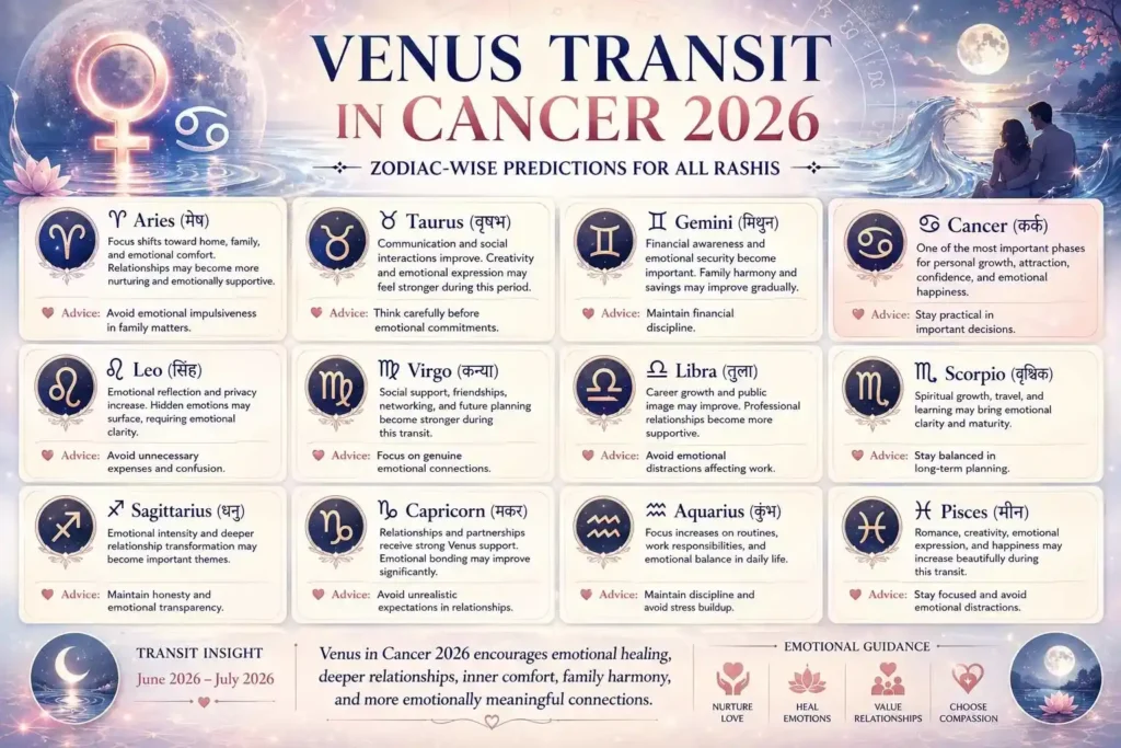 venus transit in cancer 2026 all zodiac wise predictions
