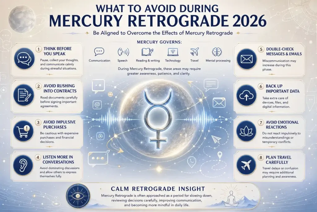 things to avoid during mercury retrograde 2026 infographic