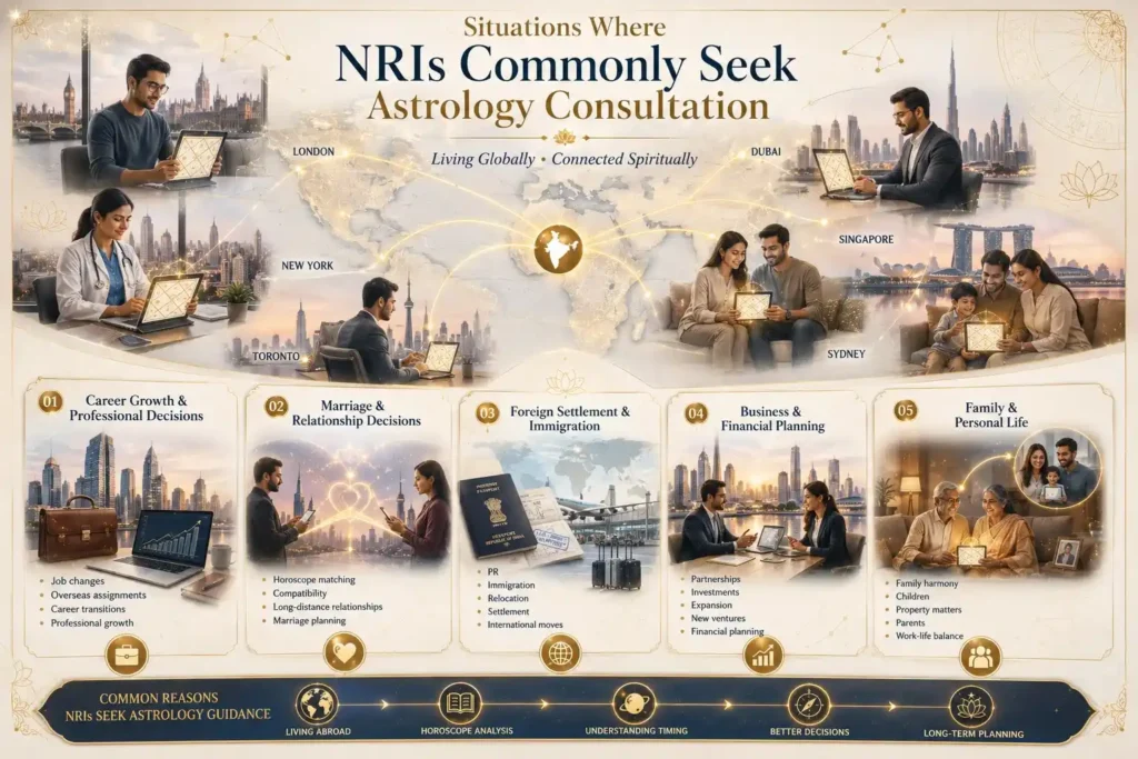 Situations Where NRIs Commonly Seek Astrology Consultation infographic