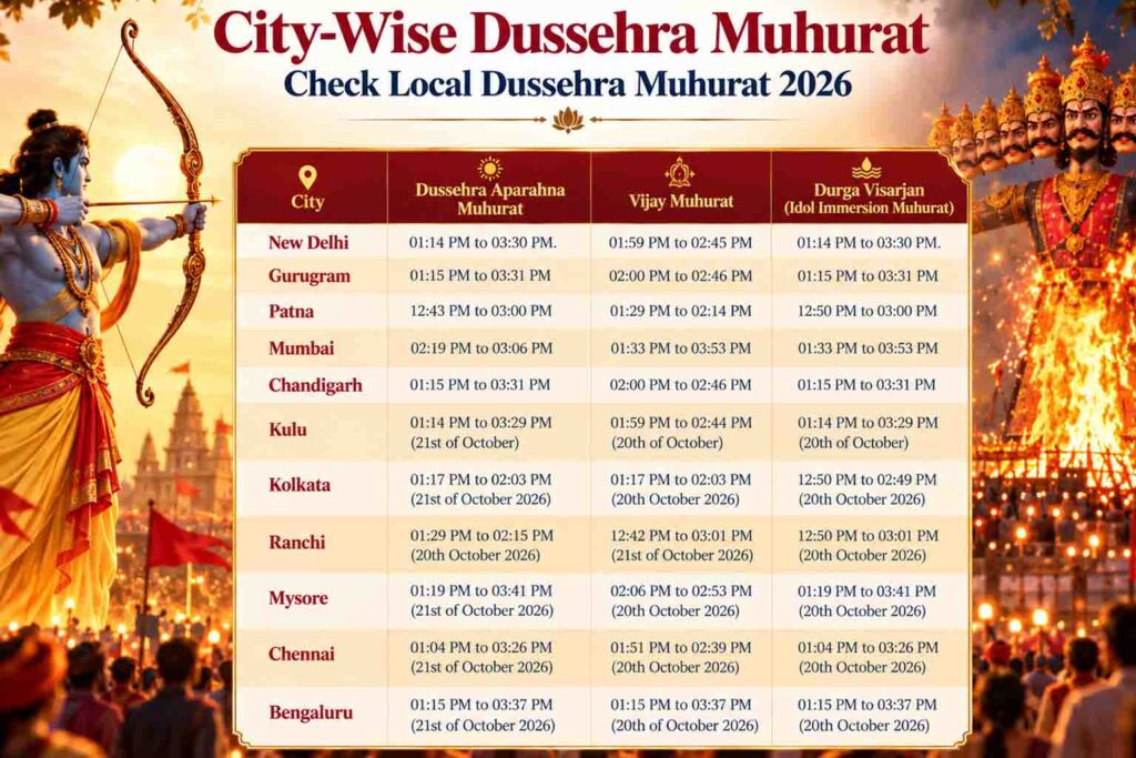 city wise dussehra 2026 muhurat image