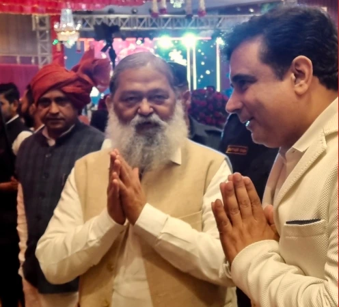 pt pawan kaushik with anil vij Indian politician and a member of Haryana Legislative Assembly belonging to the Bharatiya Janata Party serving as the Cabinet Minister in the Government of Haryana