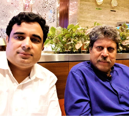 pt pawan kaushik with kapil dev indian former cricketer
