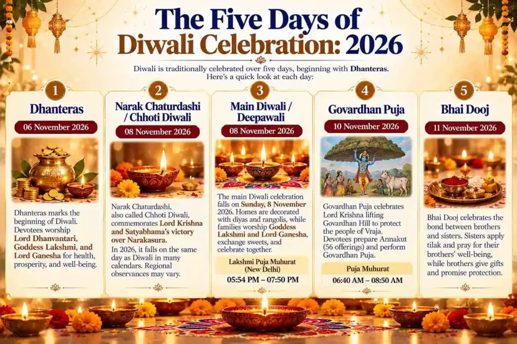 The Five Days of Diwali Celebration: Deepawali Festive Season 2026